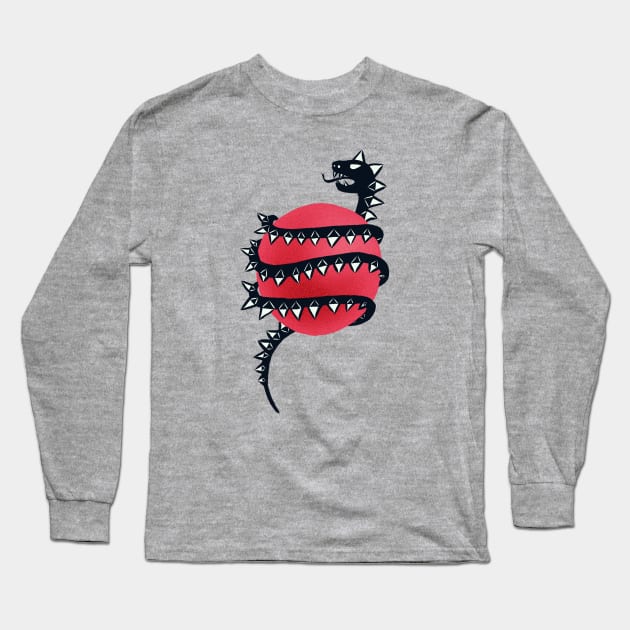 Black Dragon Snake Monster Long Sleeve T-Shirt by Boriana Giormova